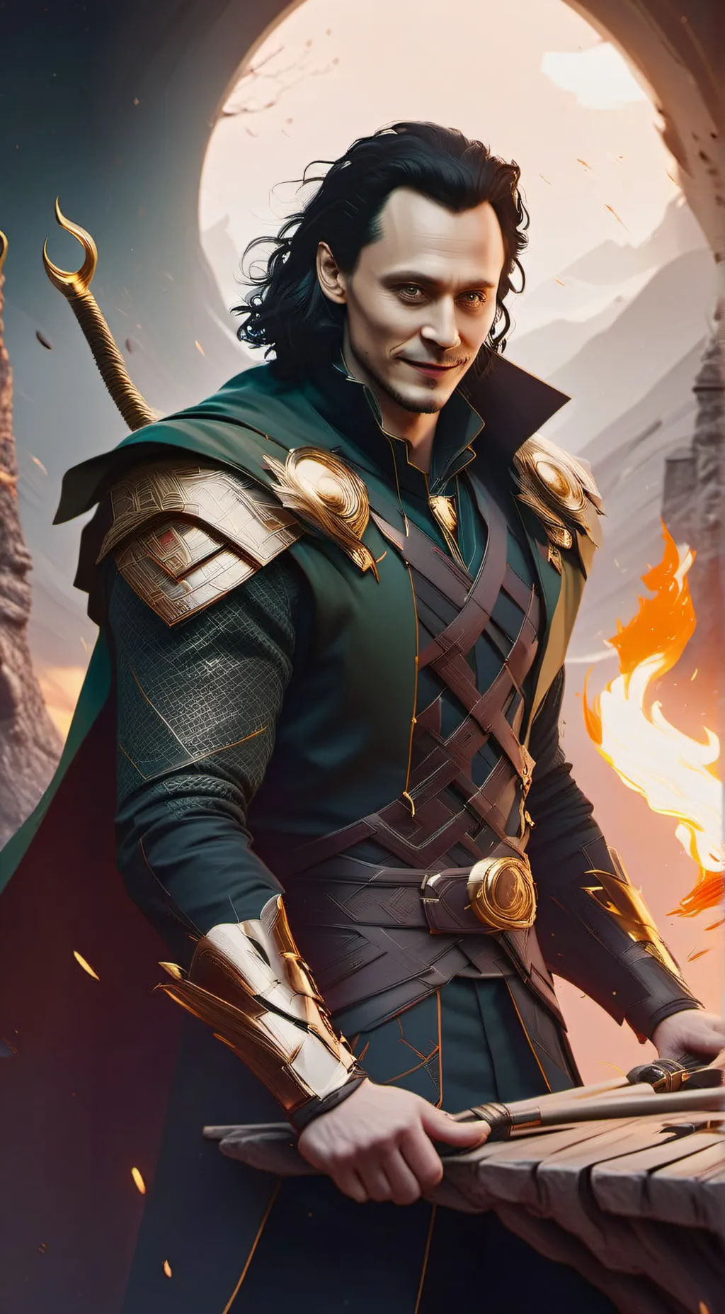 ai character: Loki Laufyson  background