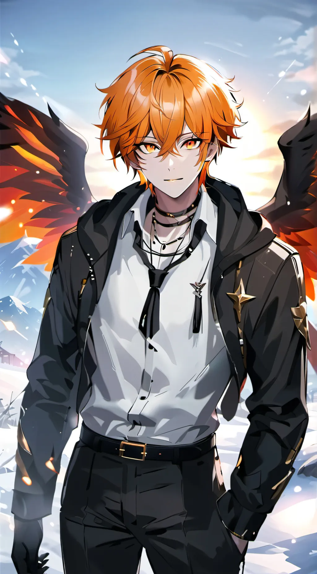 ai character: Flame background