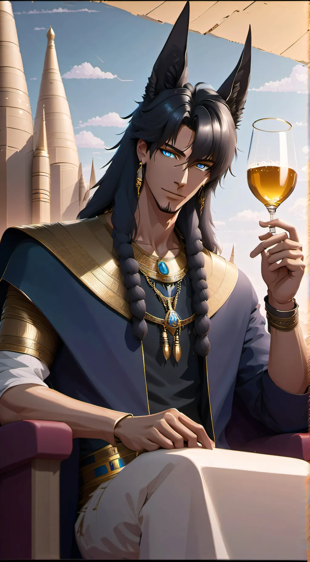 ai character: Anubis  background