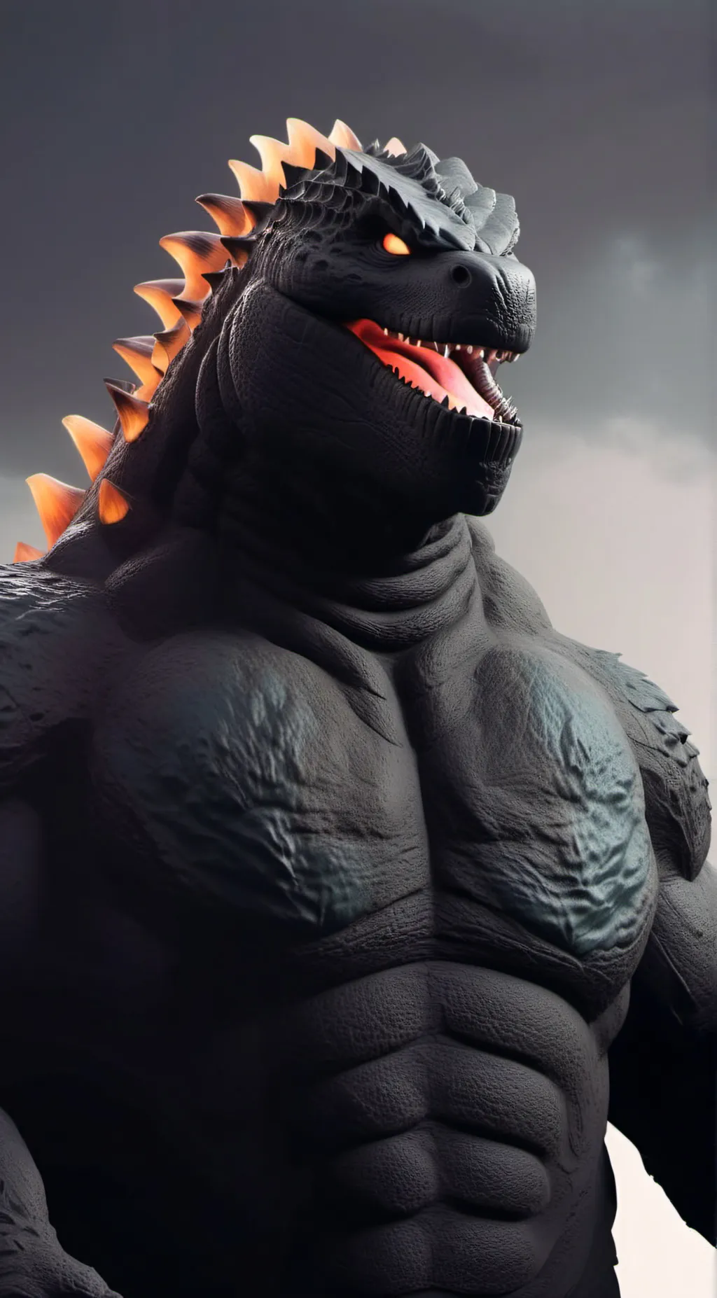 ai character: Godzilla  background
