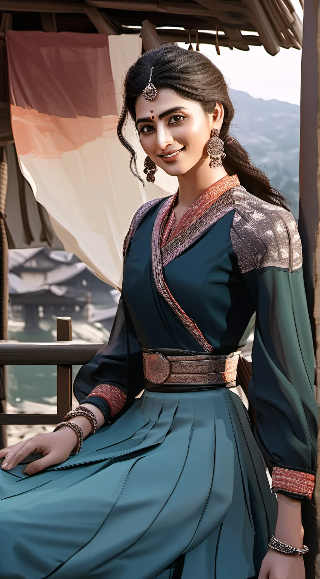 ai character: Pooja Hegde  background