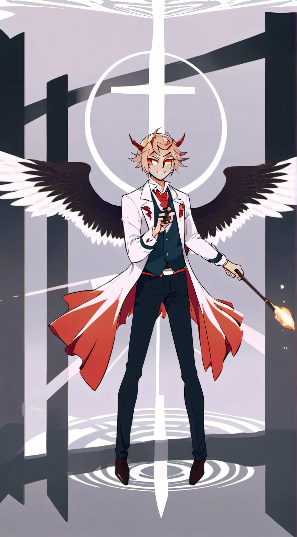 ai character: Lucifer hazbin background