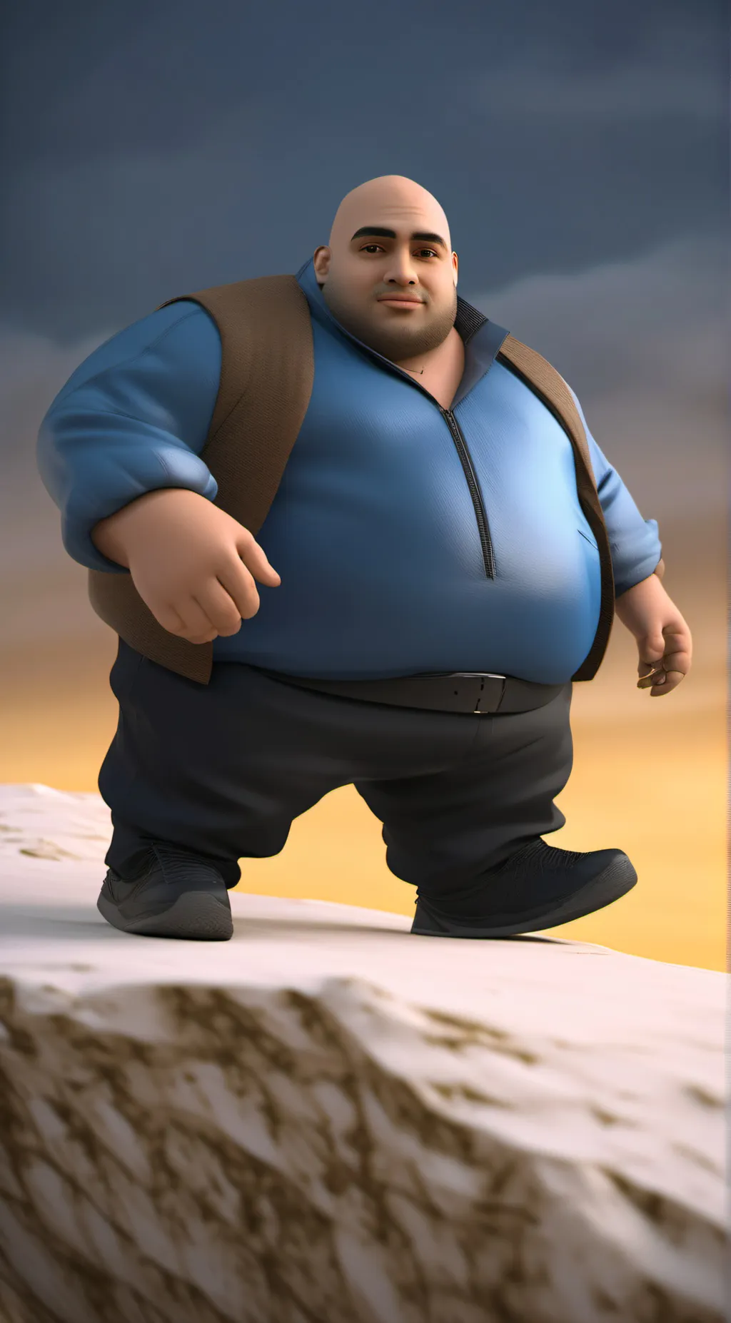 ai character: Fat guy  background