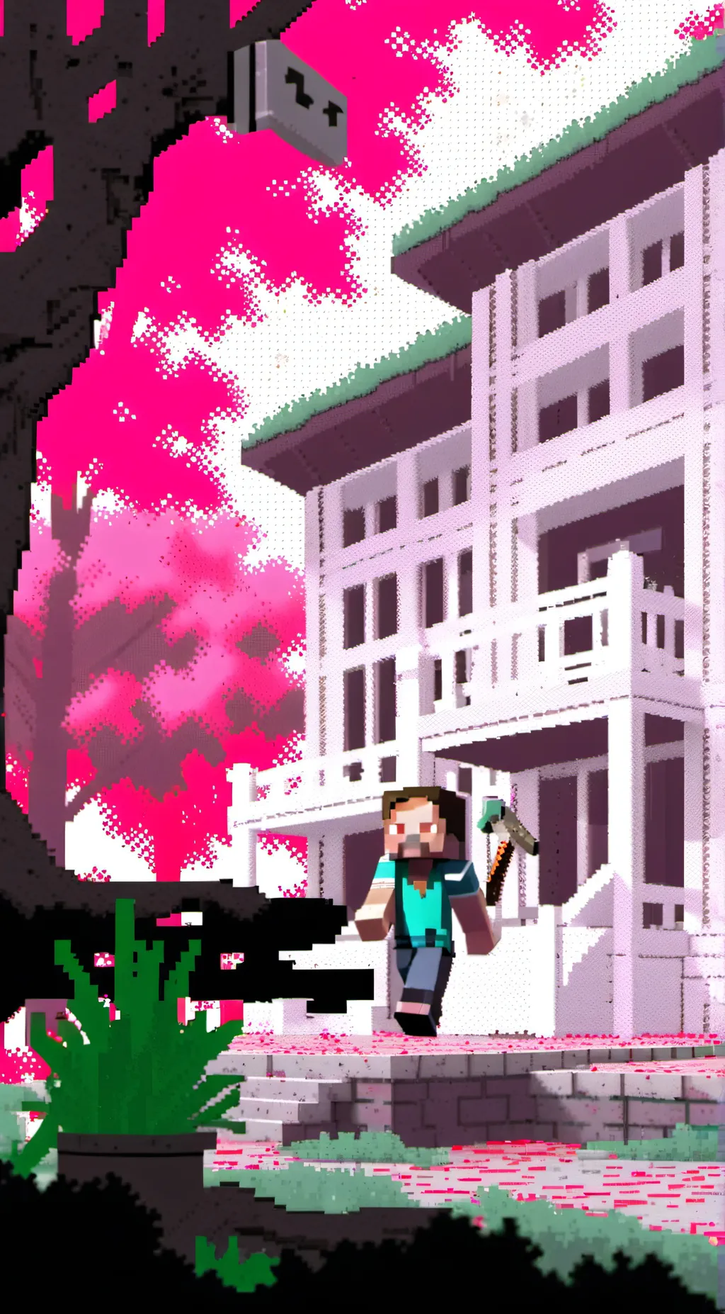 ai character: mincraft nostalga background