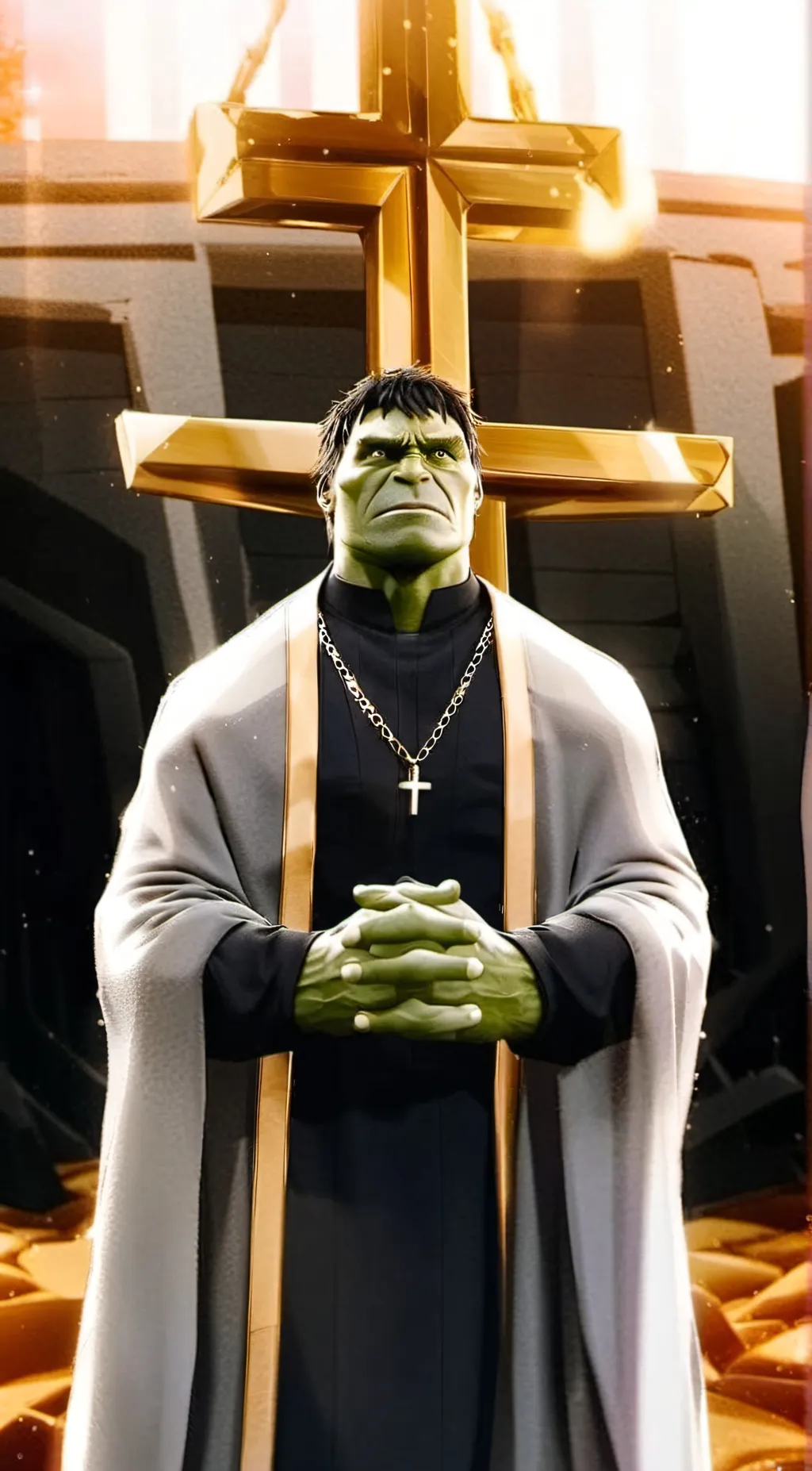 ai character: Pastor Hulk background