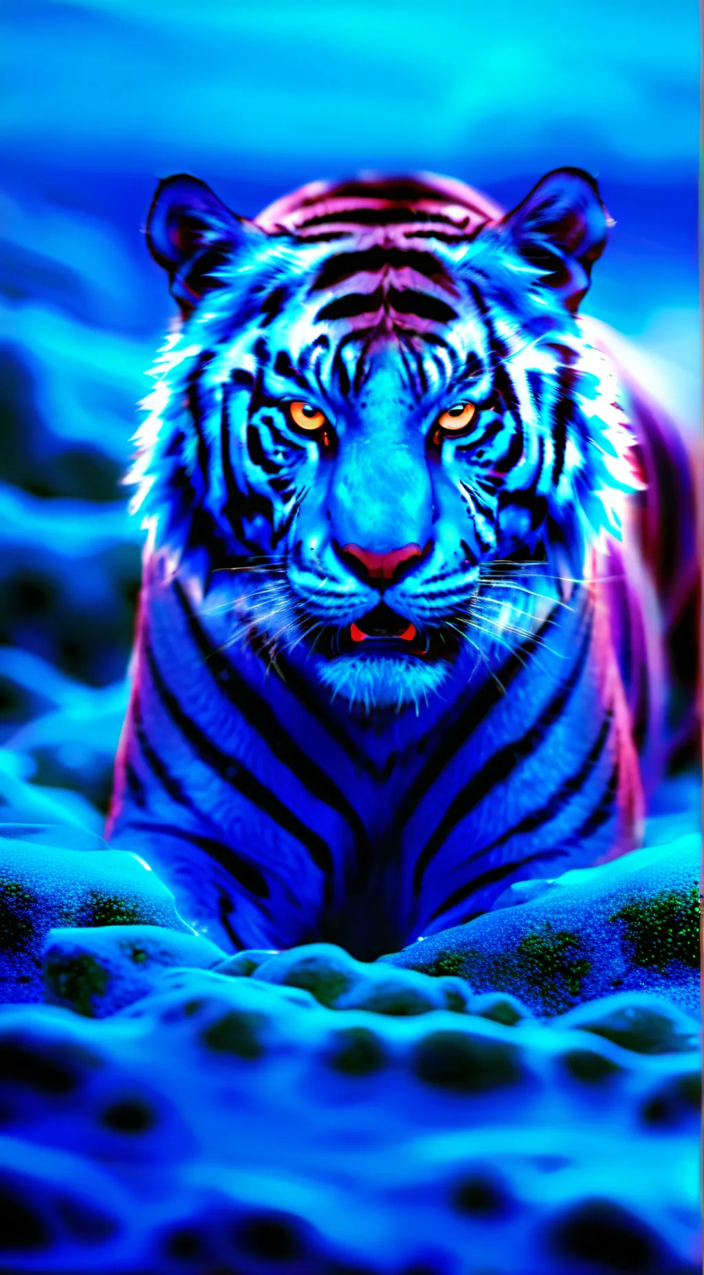 ai character: Blue tiger background