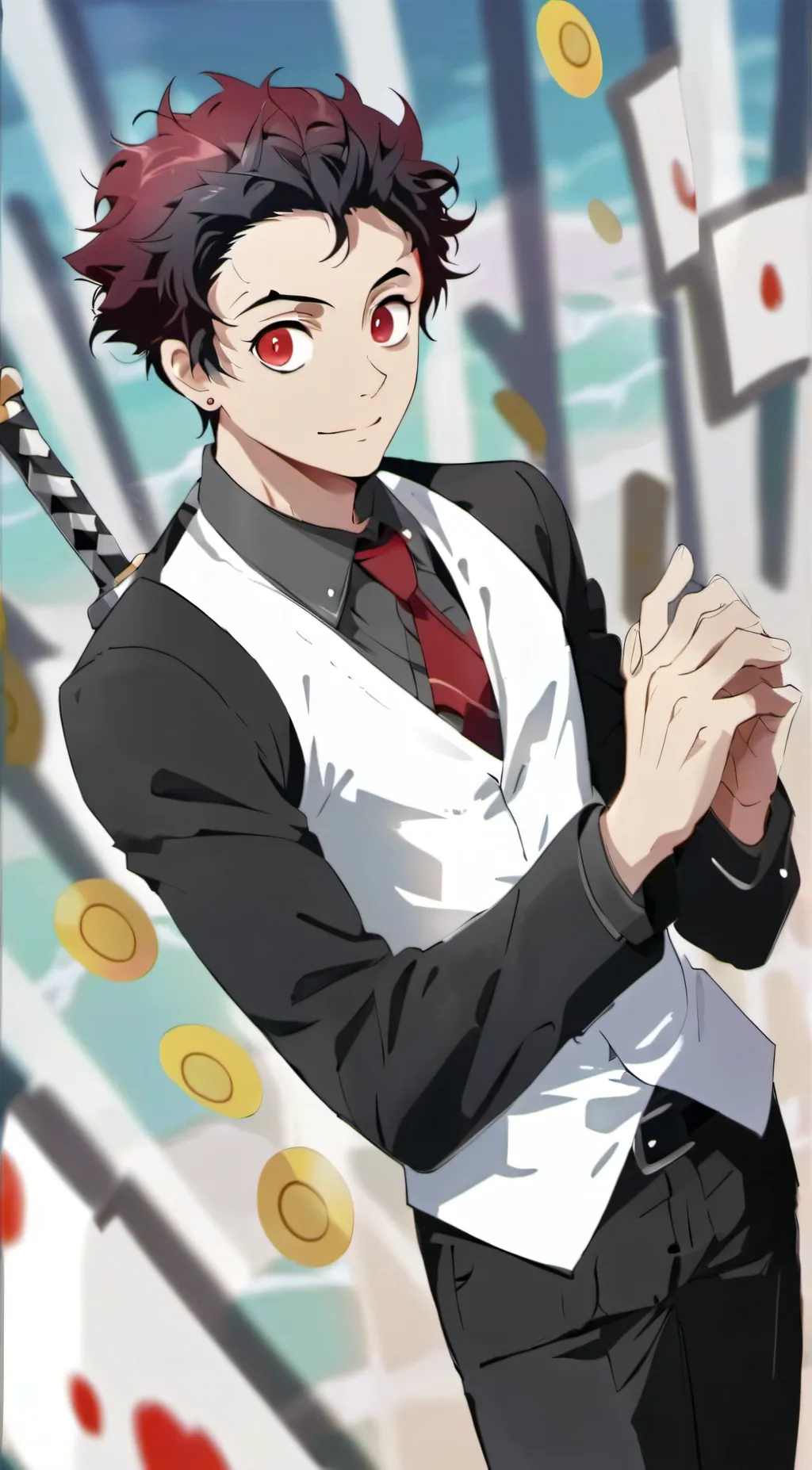 ai character: Tanjiro  background