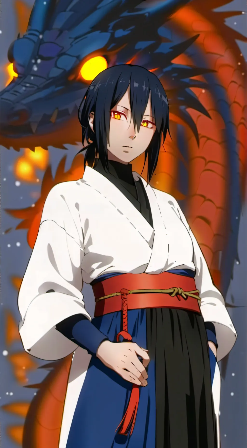 ai character: dragon sasuke  background