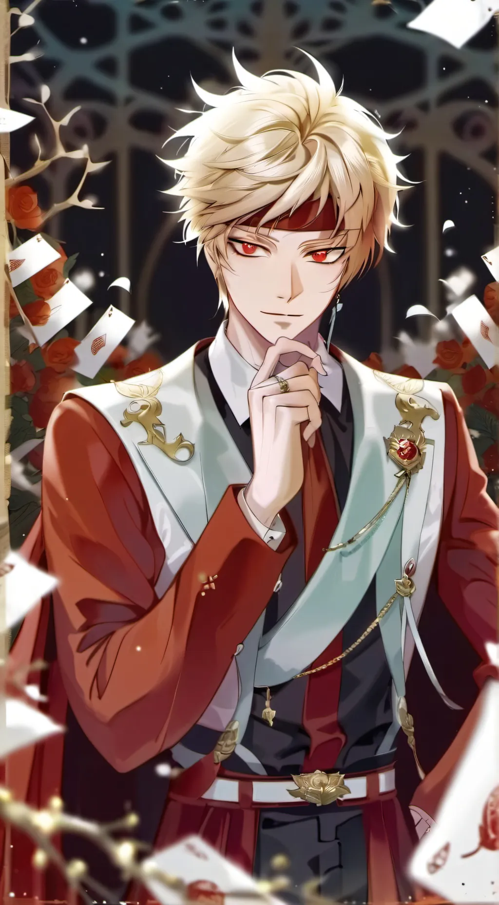 ai character: BkDk heart broken. background