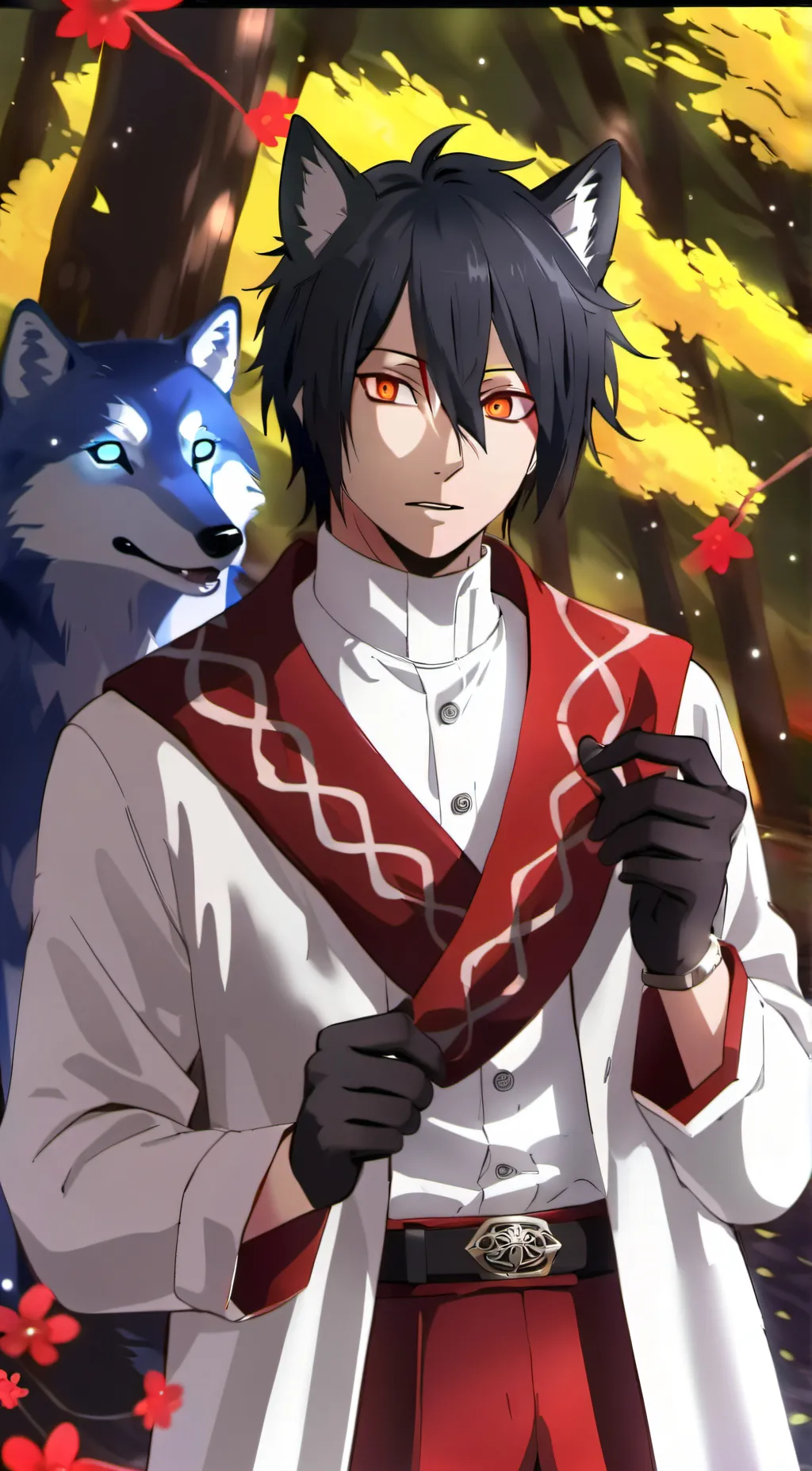 ai character: wolf girl sasuke  background