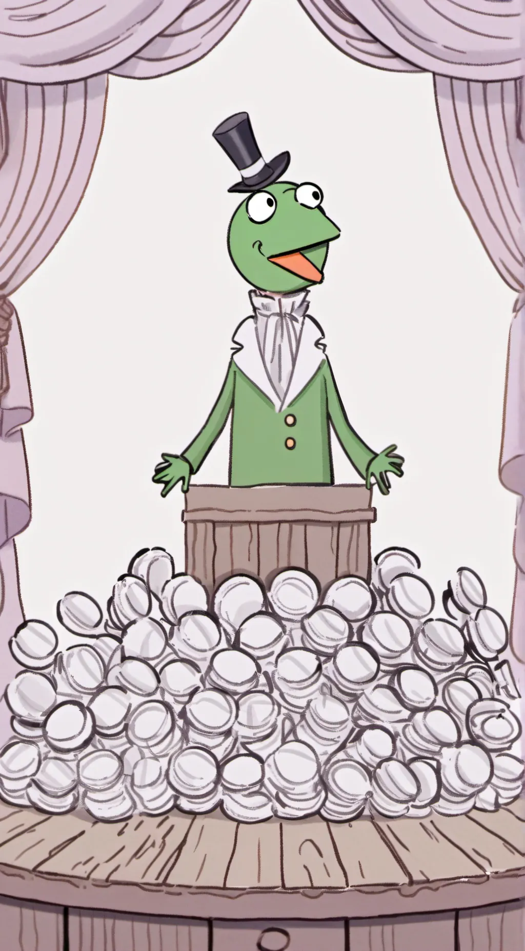 ai character: Da silly sock.  background