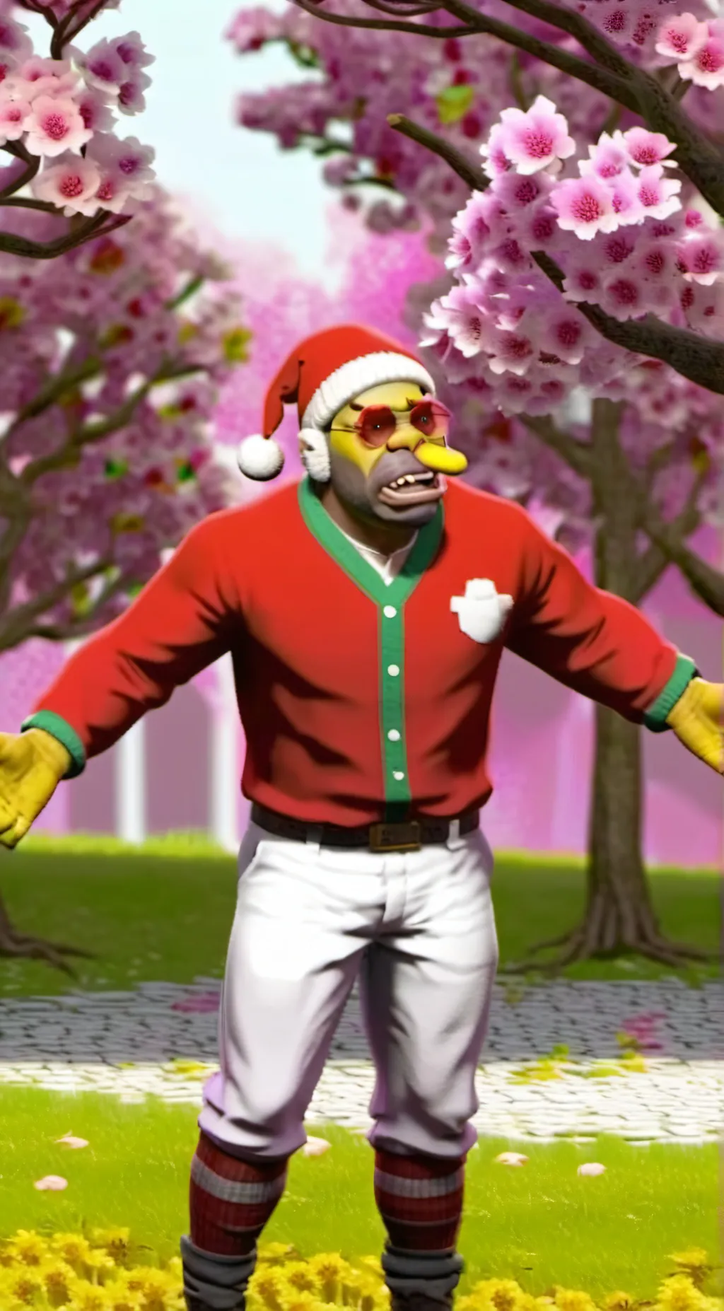 ai character: Christmas shrek background