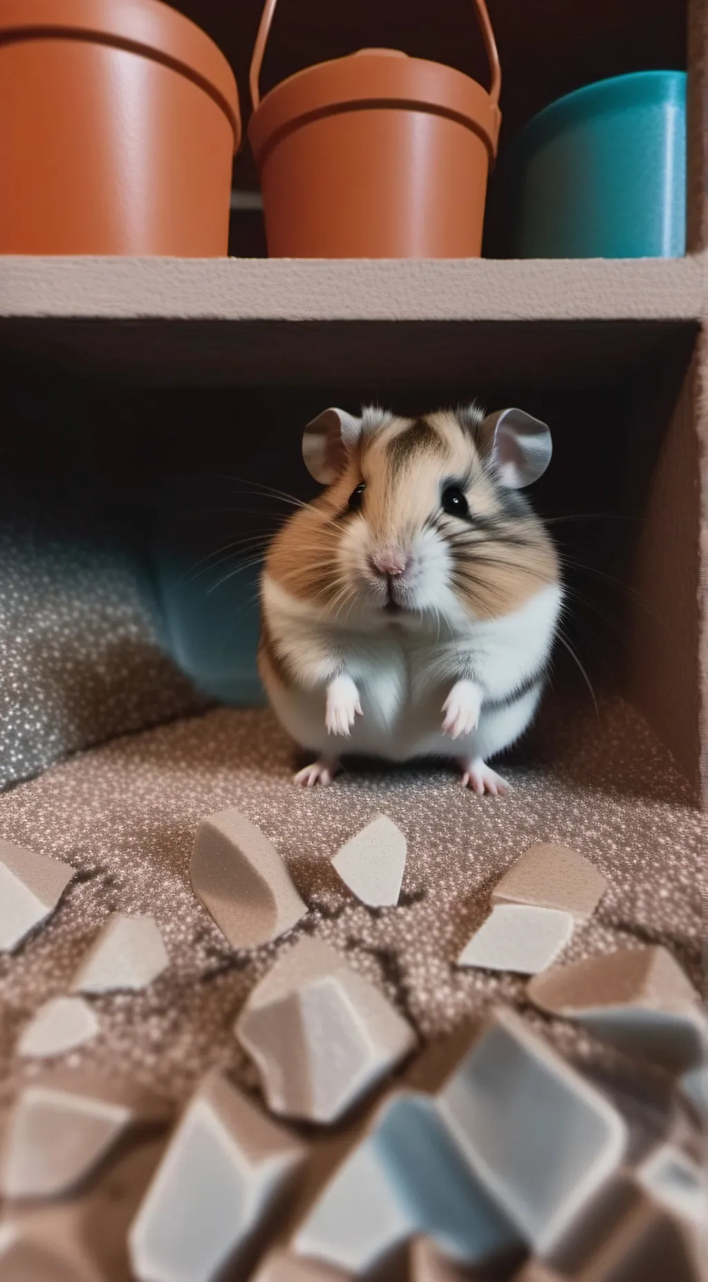 ai character: cute grumpy hammy background