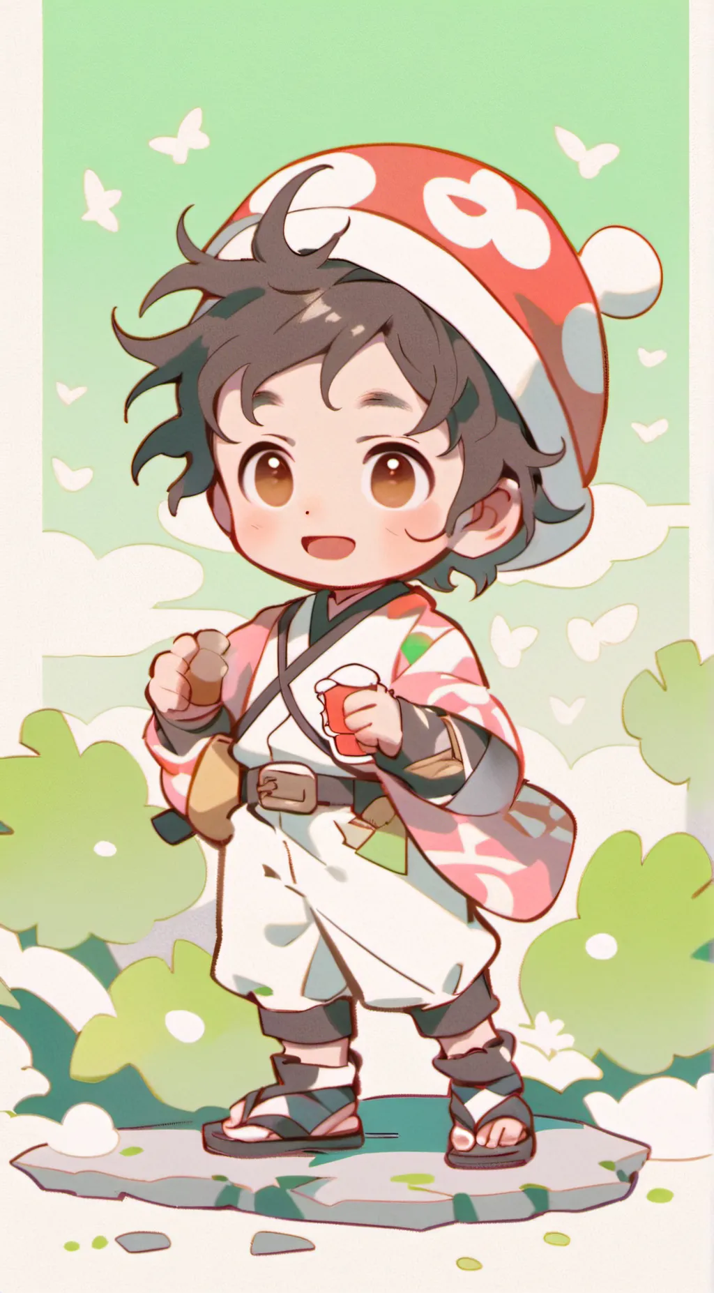 ai character: cute little baby b background