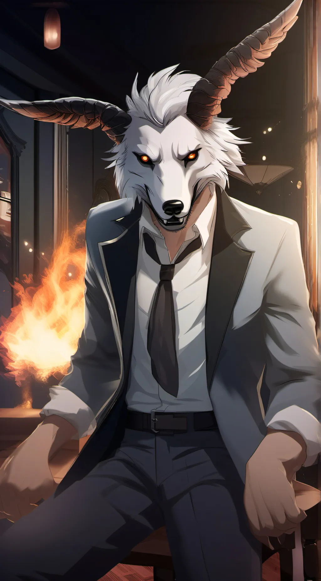 ai character: deer fox man background