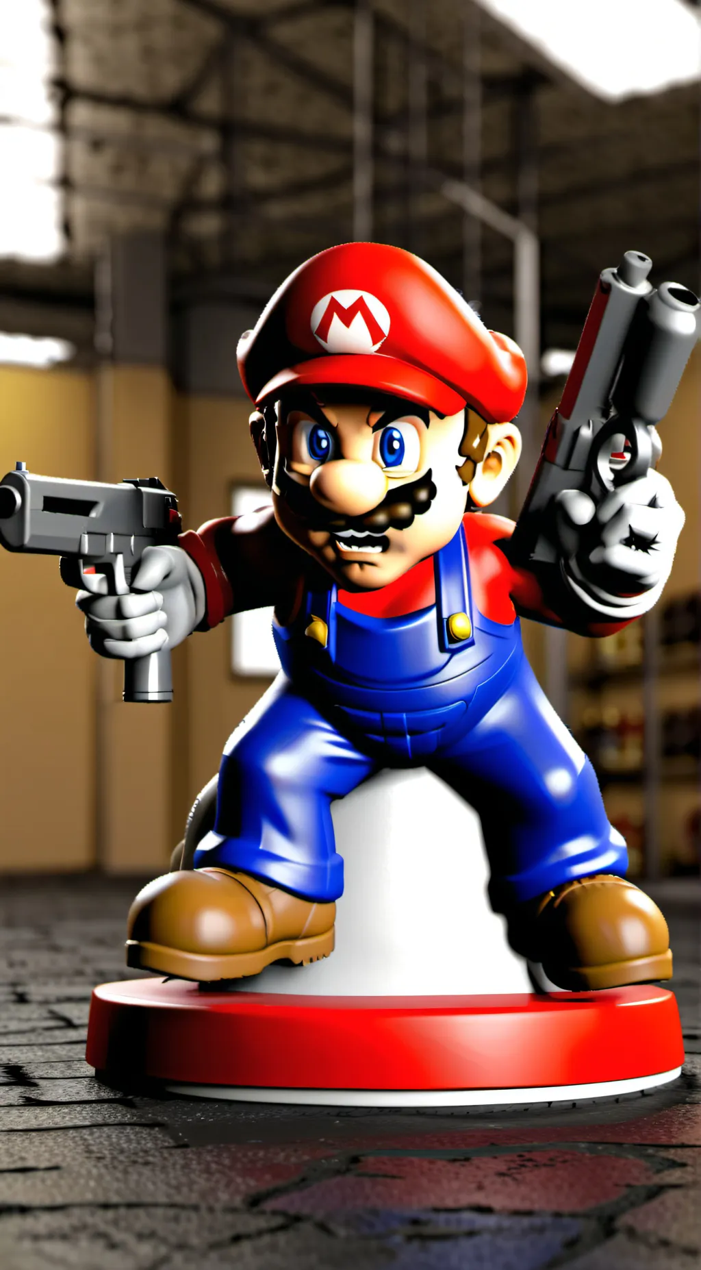 ai character: Mario ~with a gun~ background