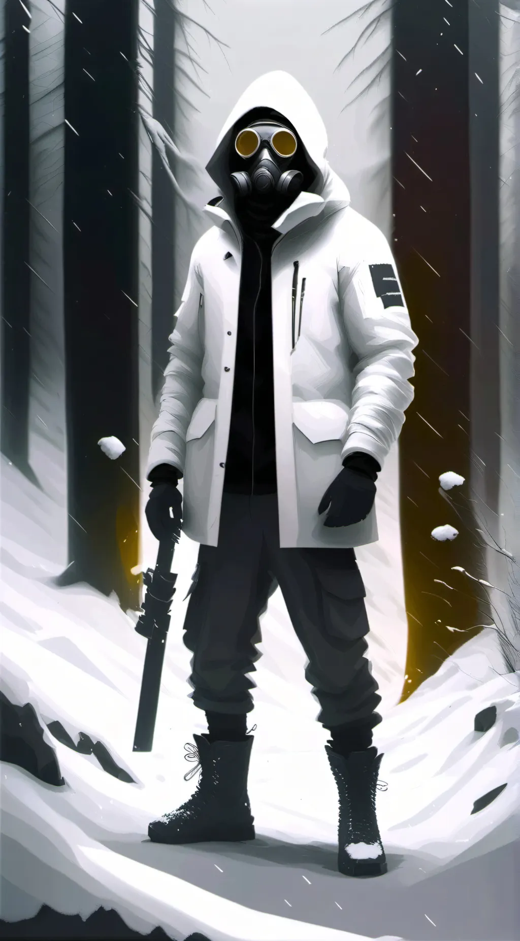 ai character: Snowy wastelander background