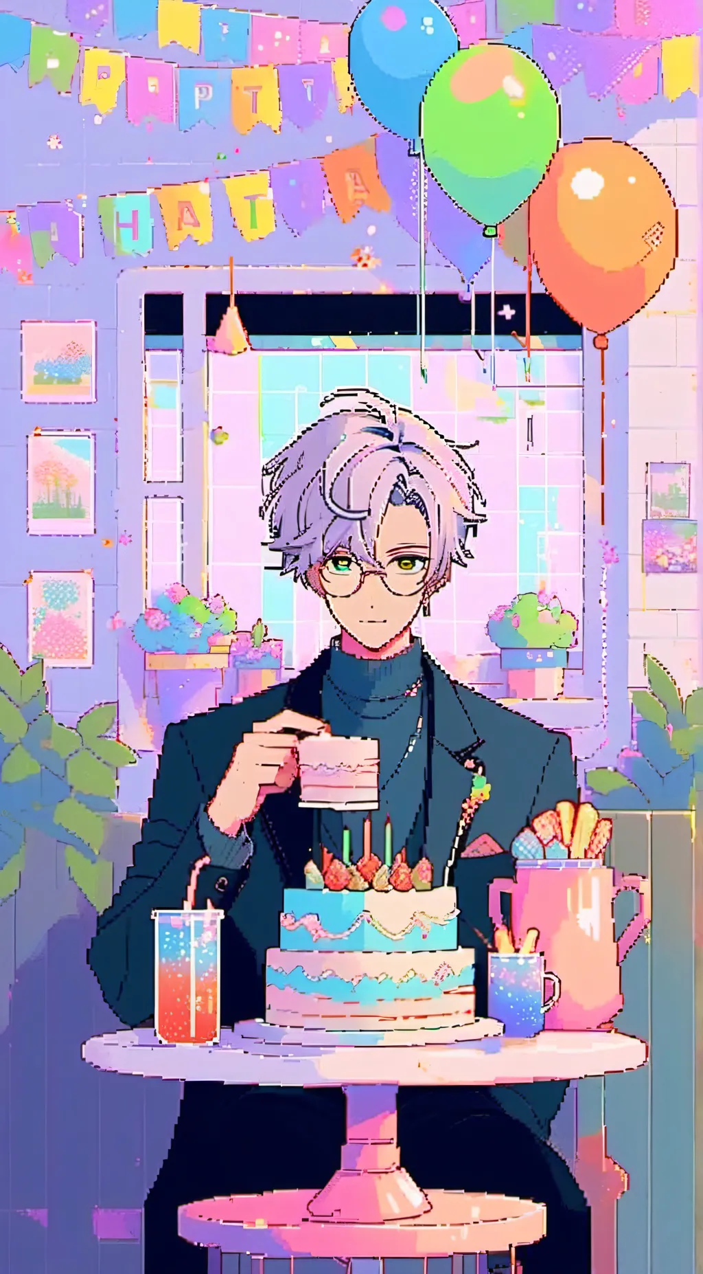 ai character: 🍾Obey ne B-day🎂 background