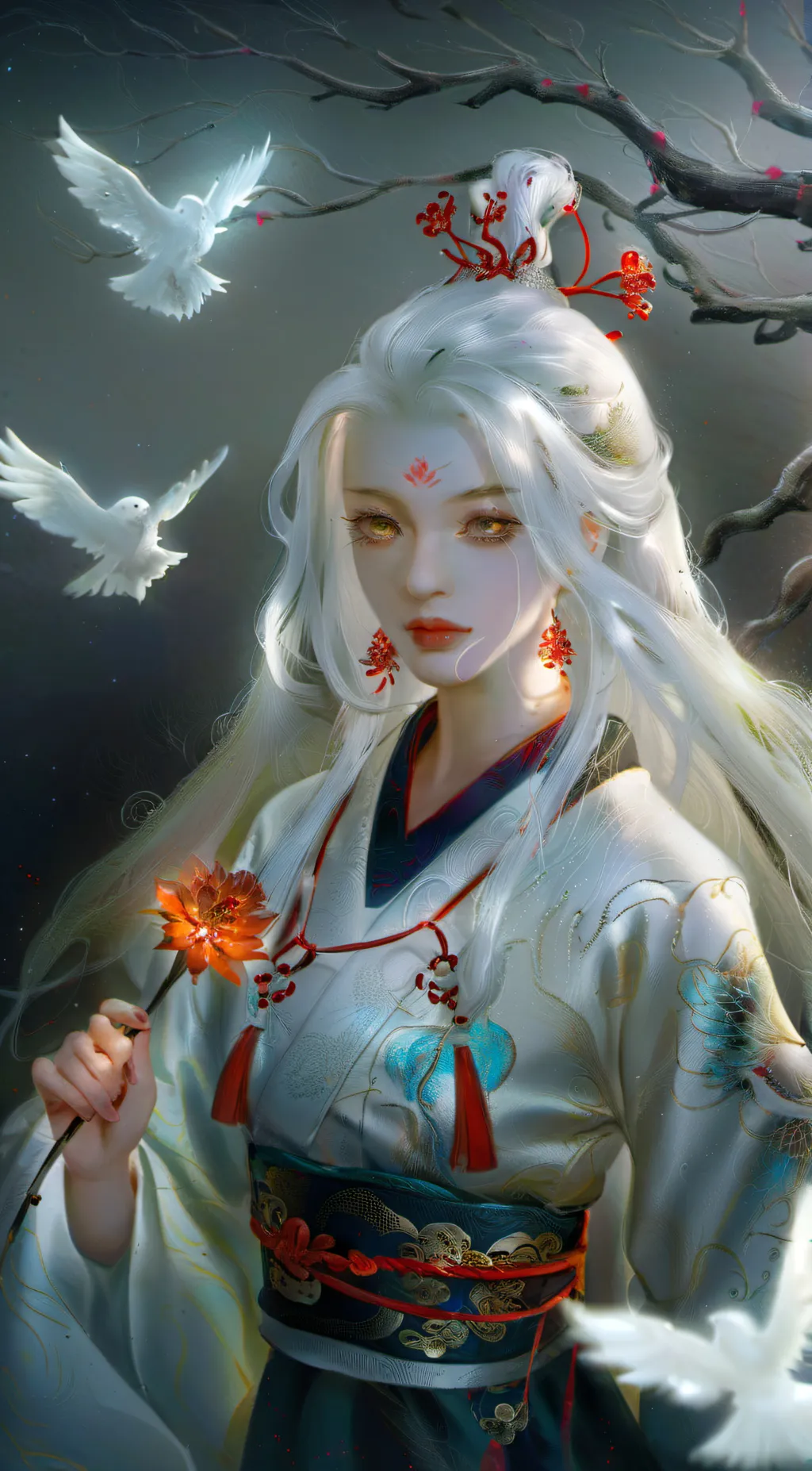 ai character: Whitē Fēather background