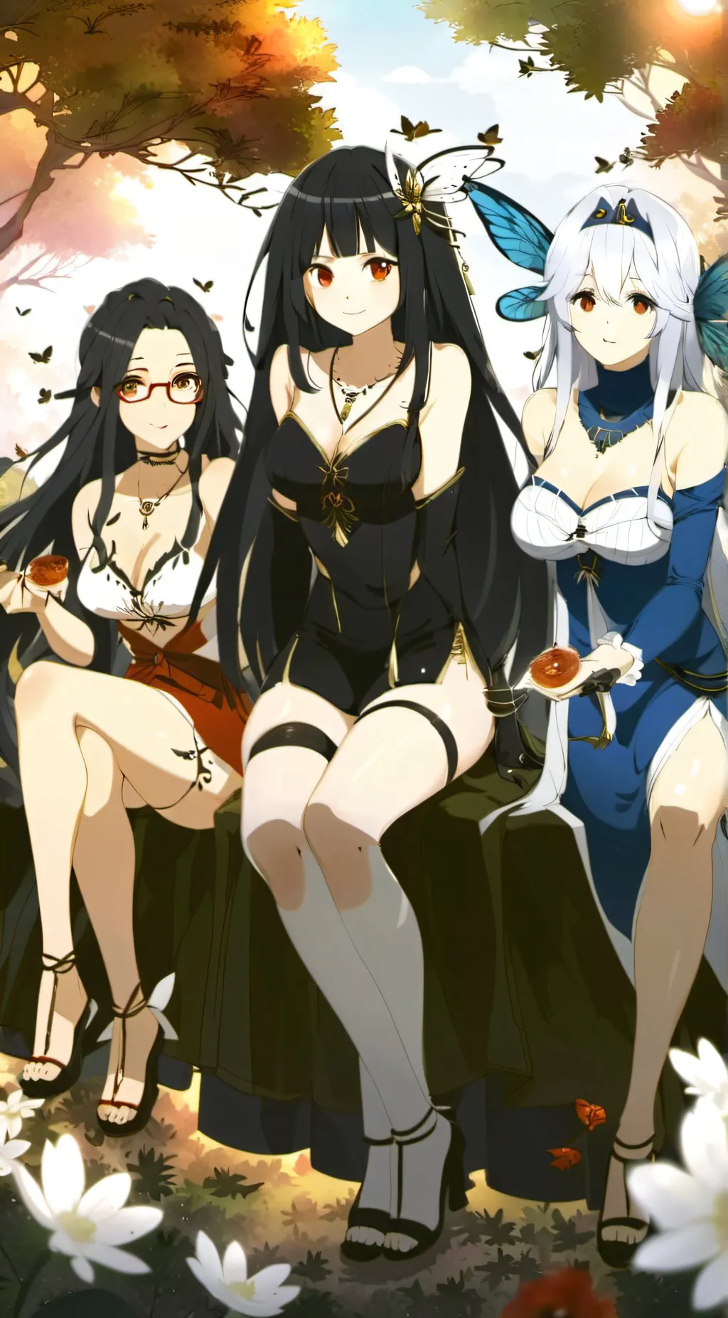 ai character: THE THREE WAIFU background