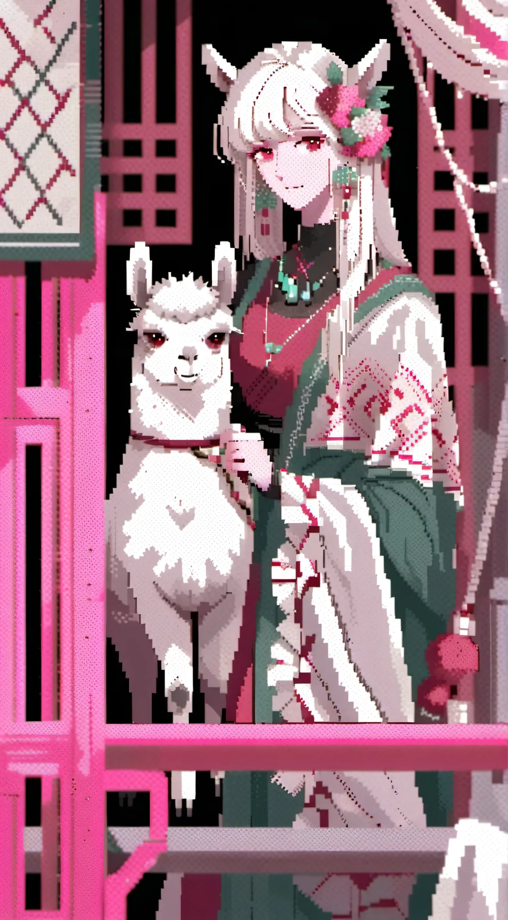 ai character: alpaca queen background