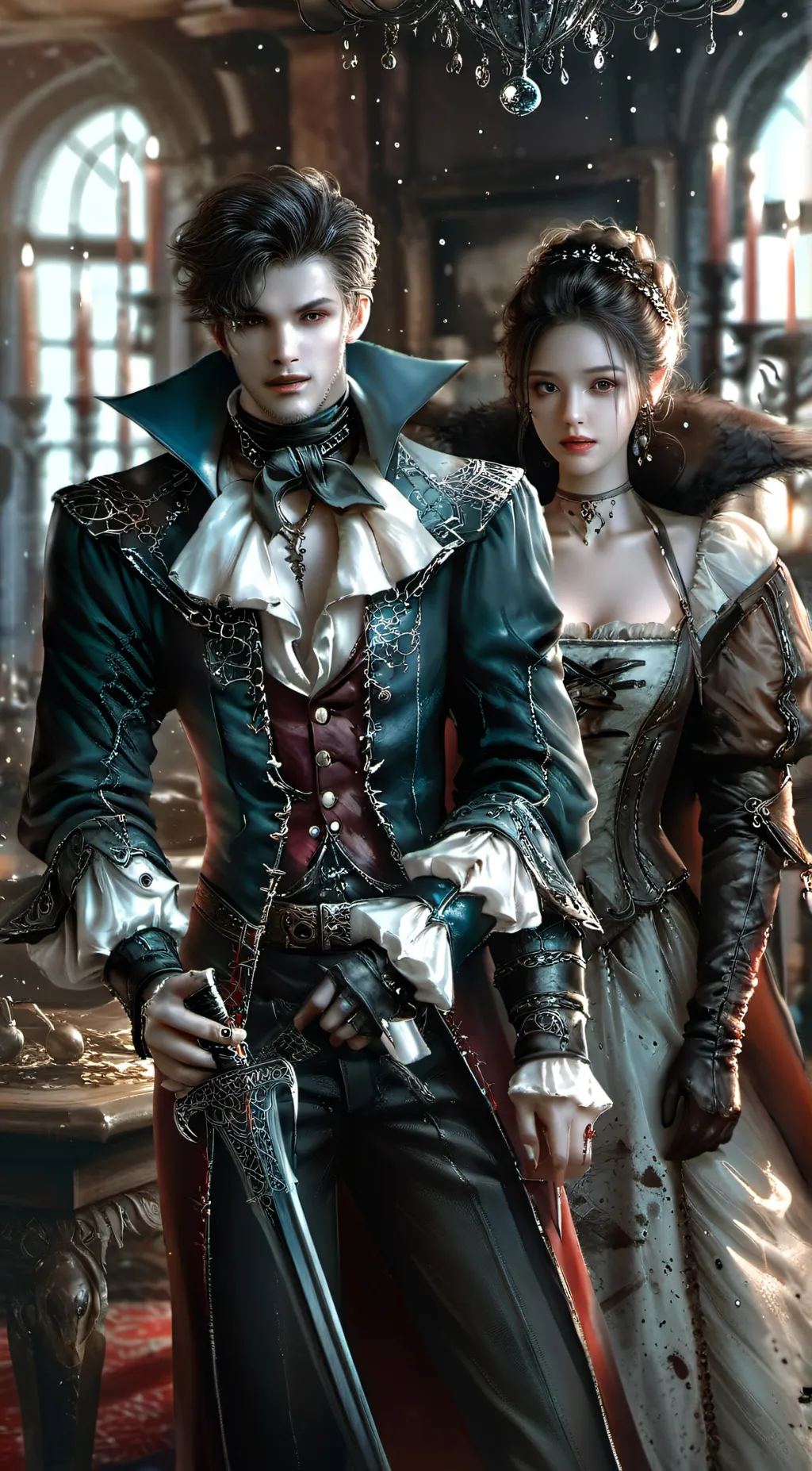 ai character: Sophia and Xavier  background