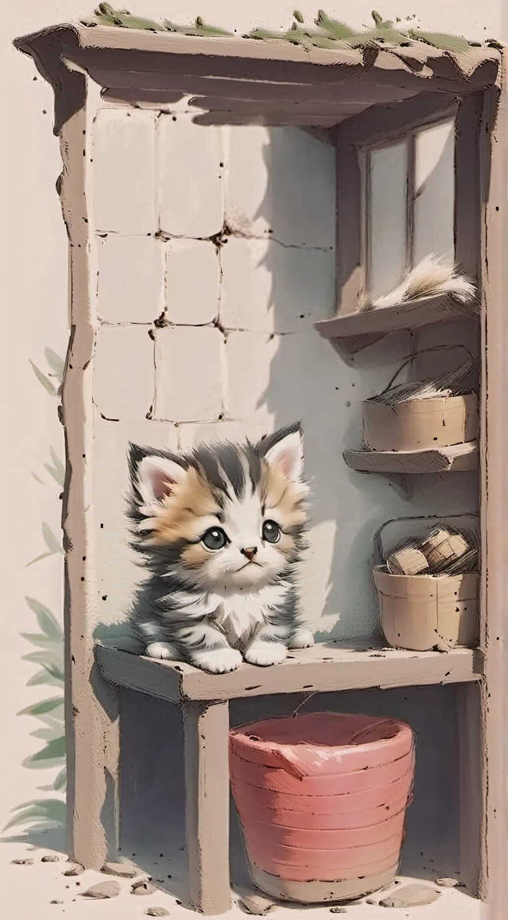 ai character: cute kitten  background