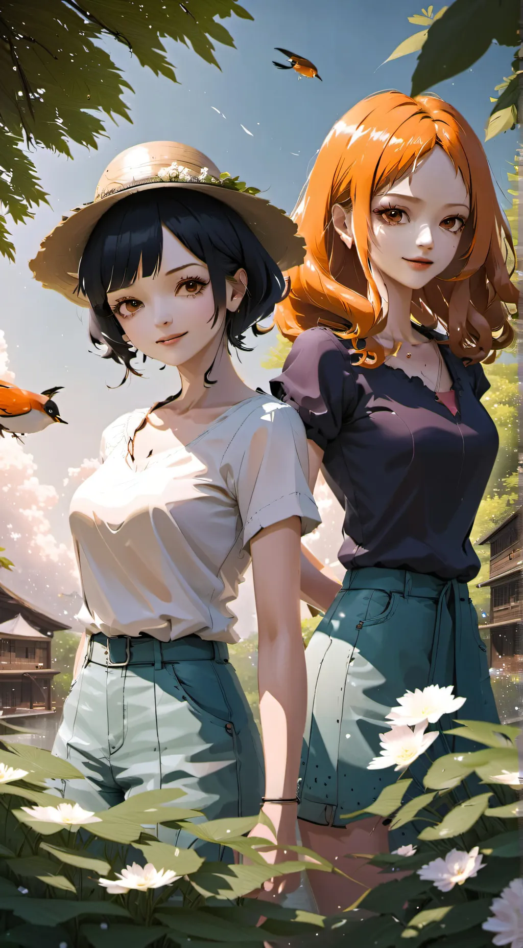ai character: Robin and Nami background