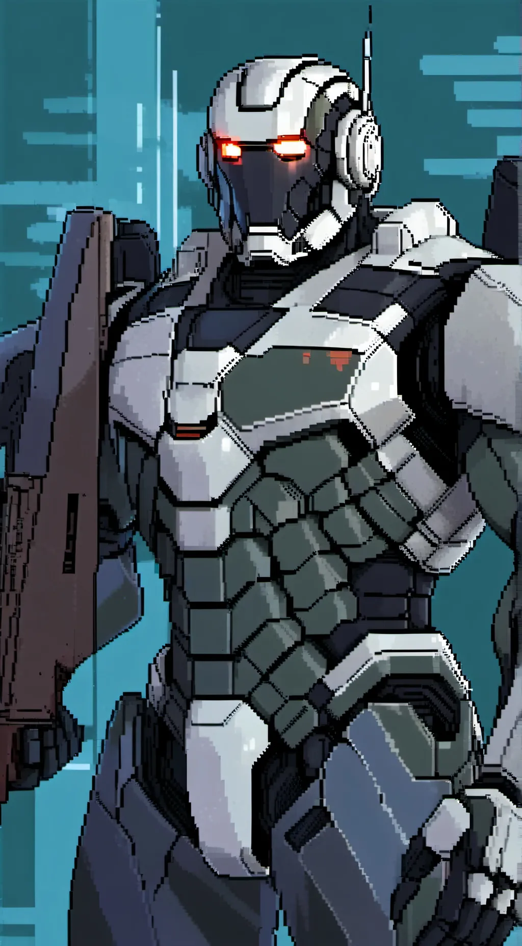 ai character: ROBOT  GUN GUY background