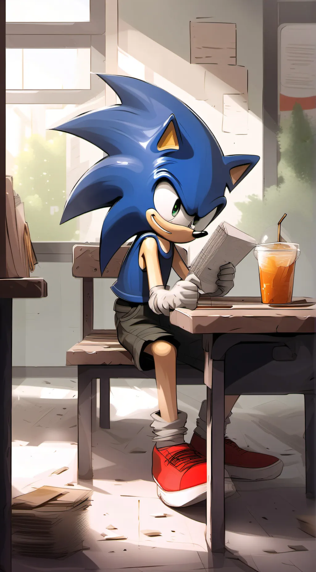 ai character: Sonic high school background