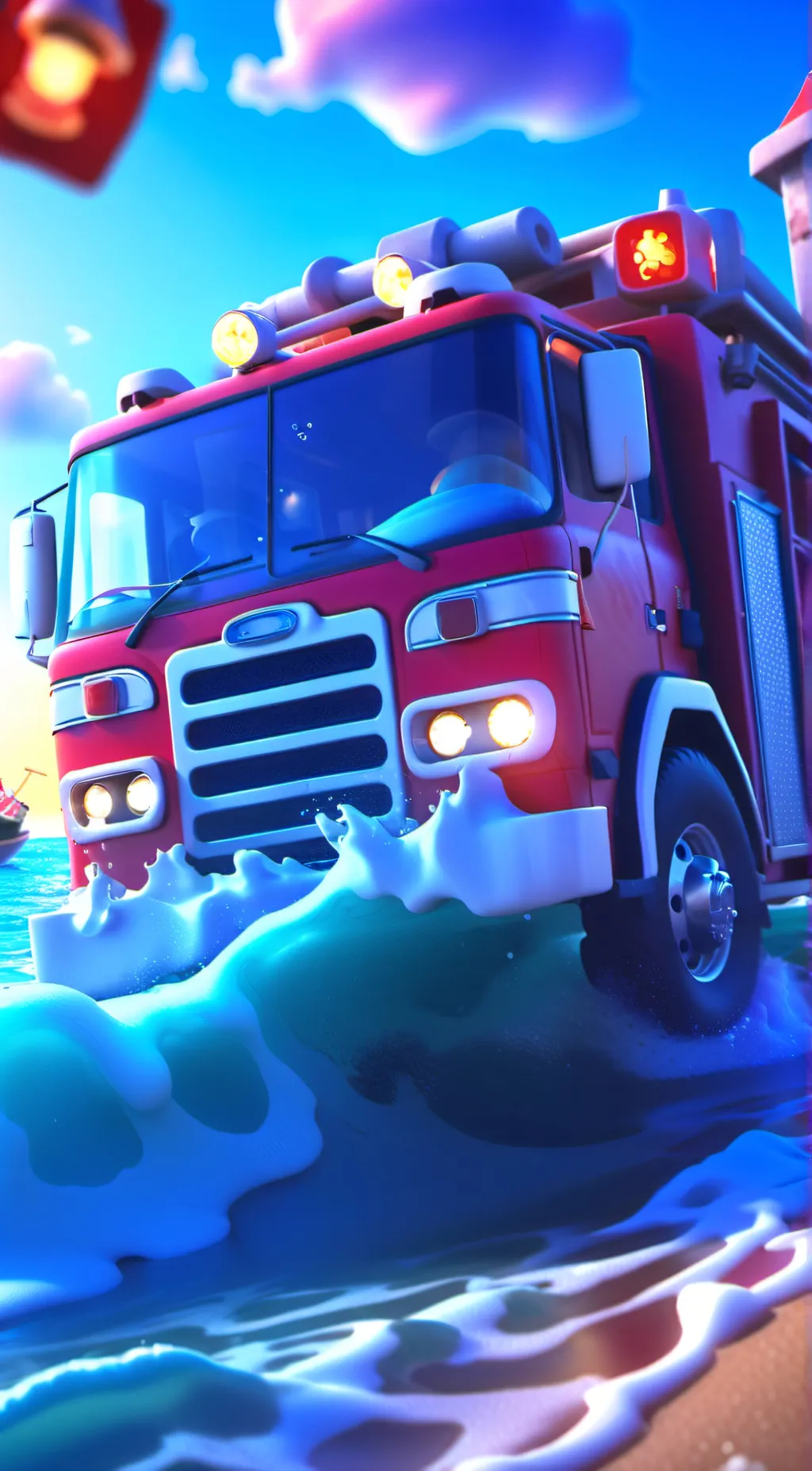 ai character: Firetrucks day off background