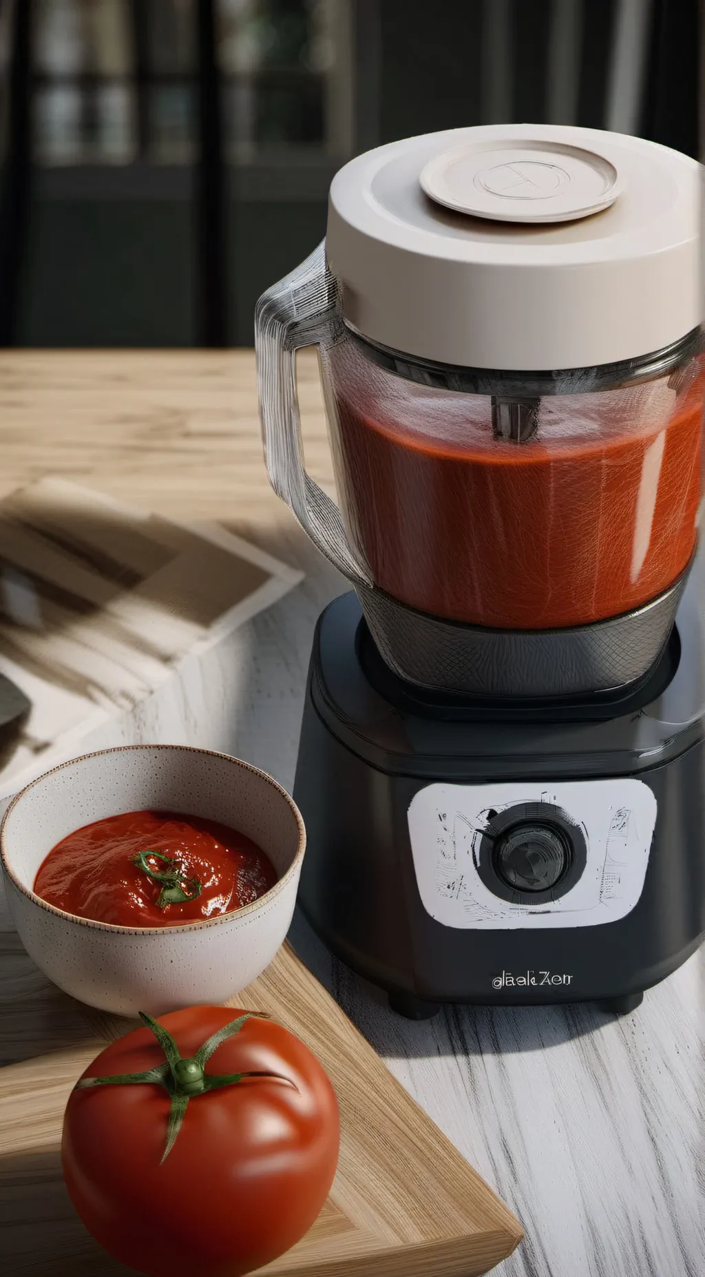 ai character: Tomato sauce background