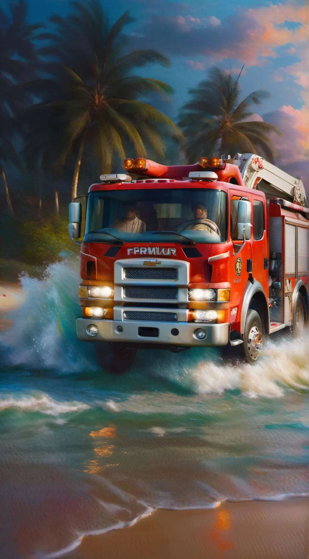 ai character: fire truck background
