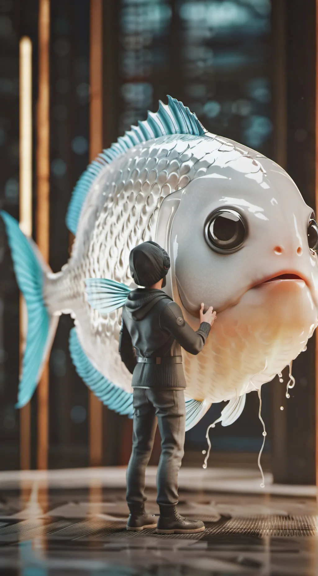 ai character: baddie blob fish background