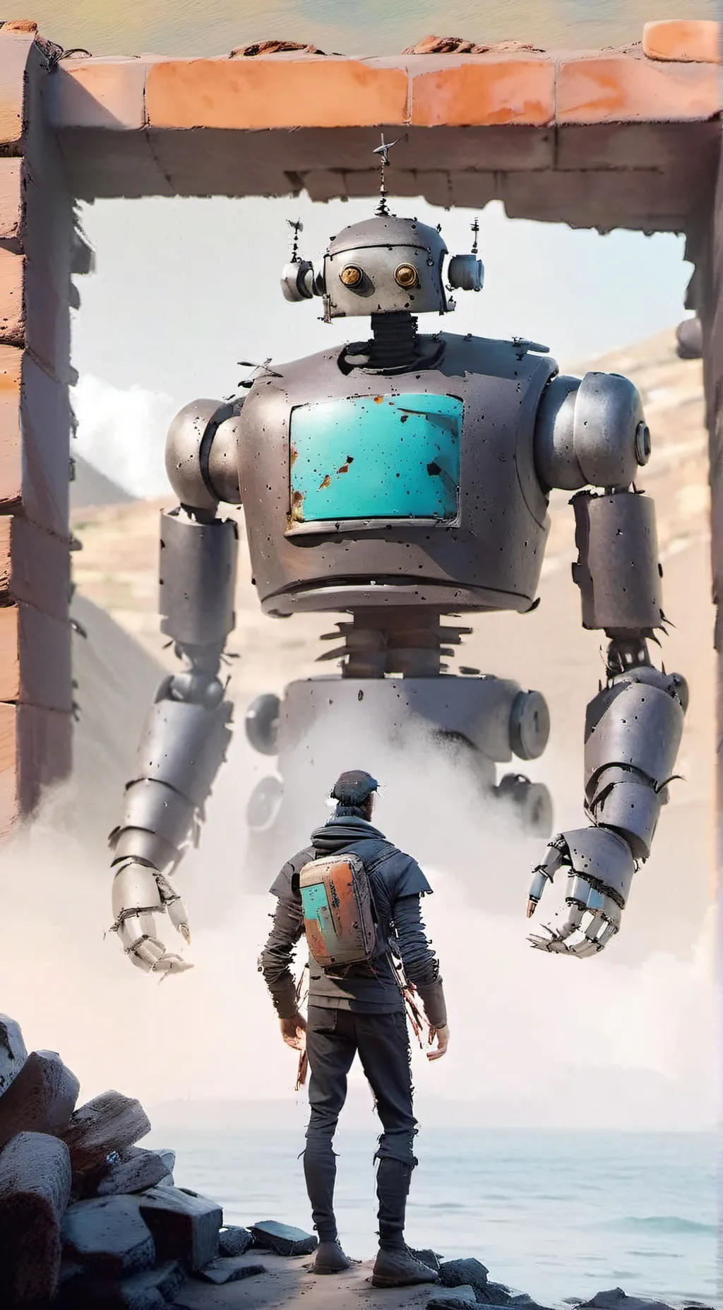 ai character: old robot background