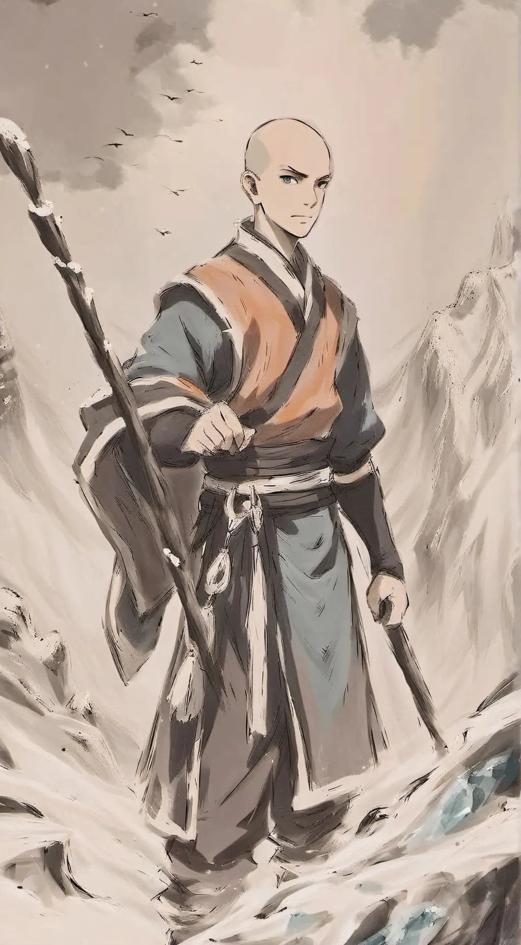 ai character: AVATAR  AANG background