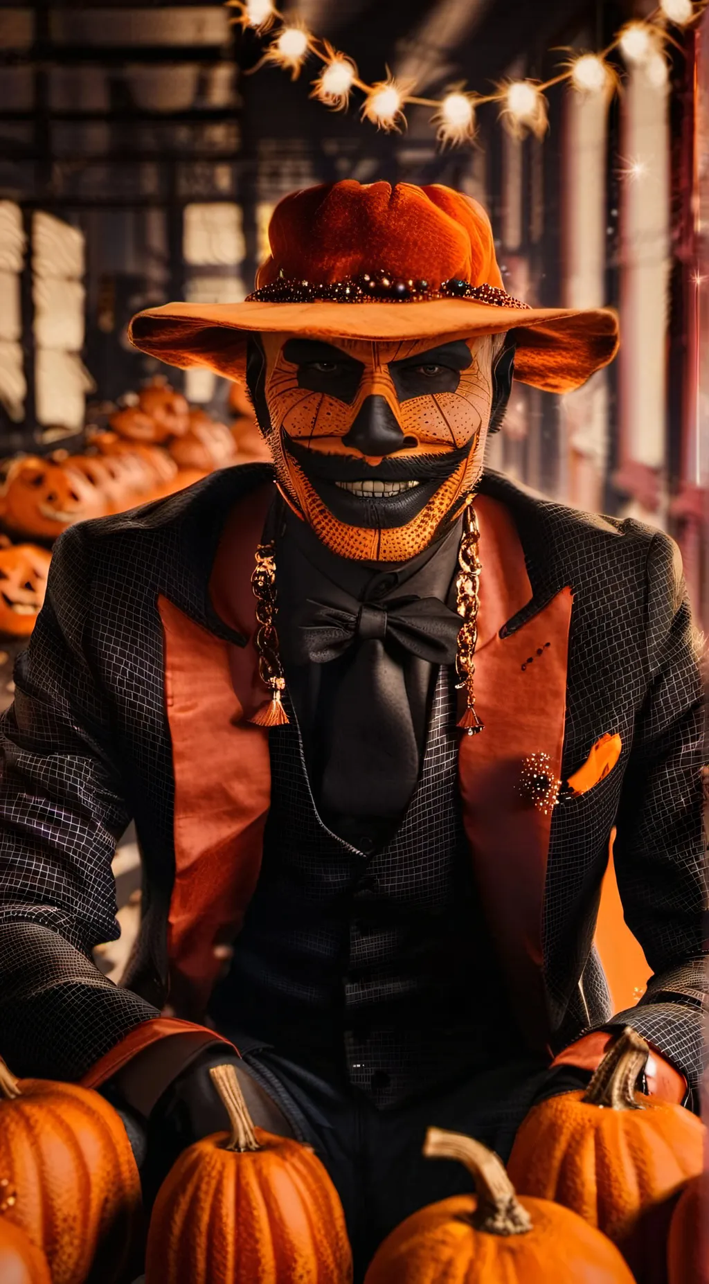 ai character: Pumpkin man background
