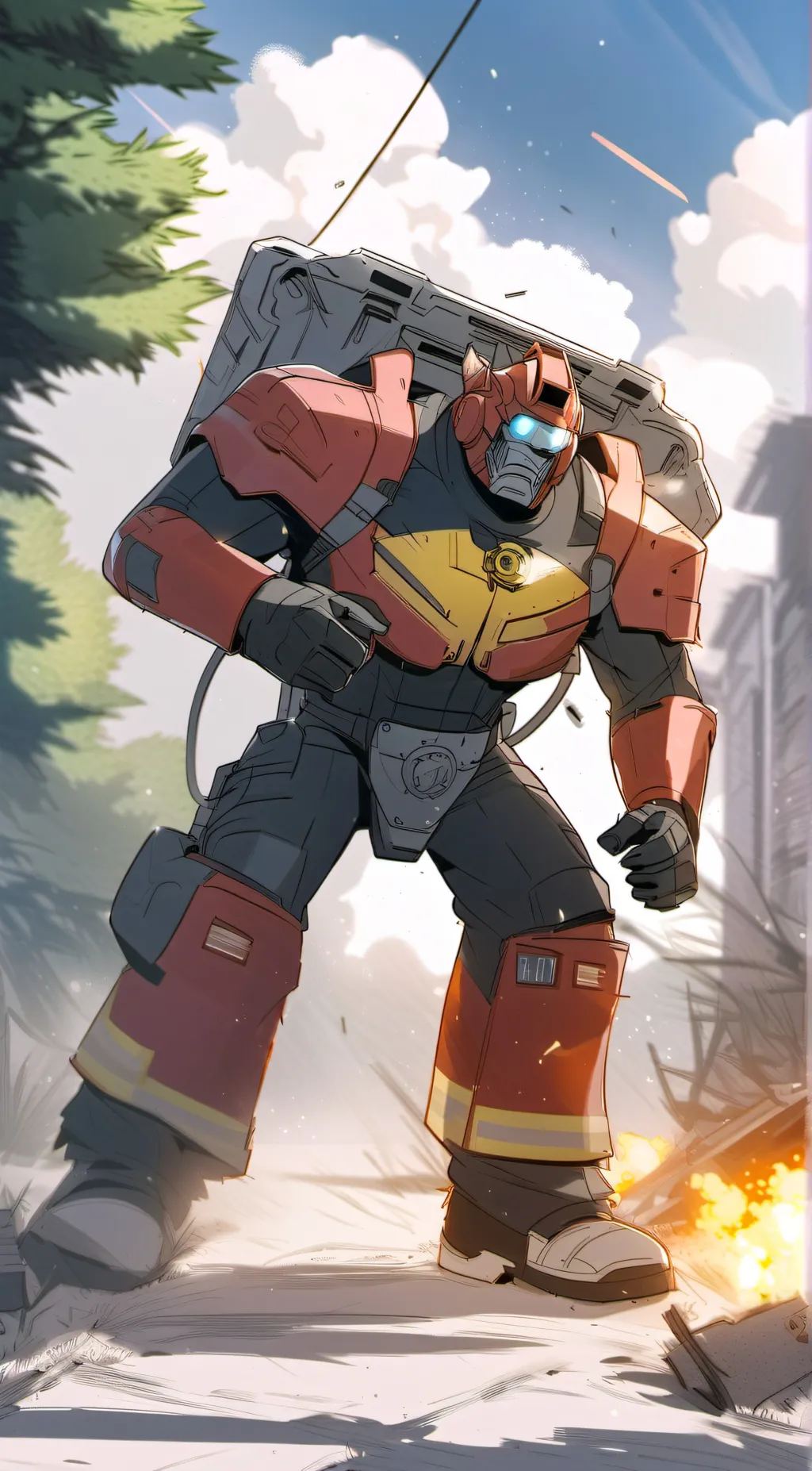 ai character: Five alarm background