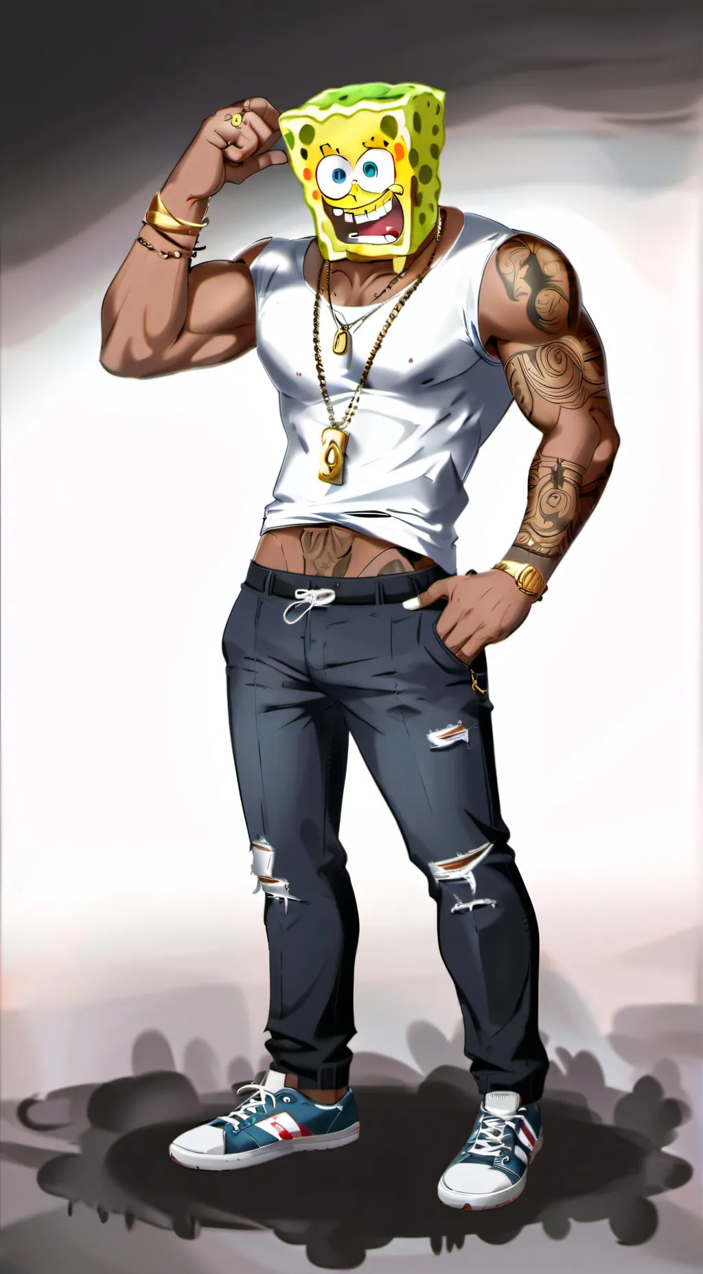 ai character: Spongebob Gangsta background
