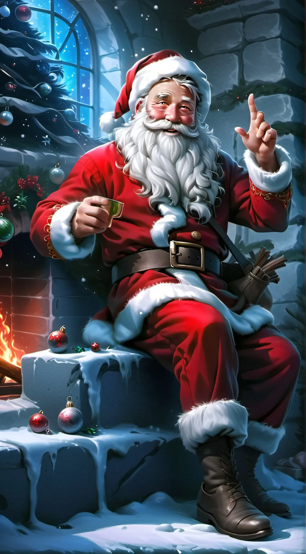 ai character: Santa Claus  background