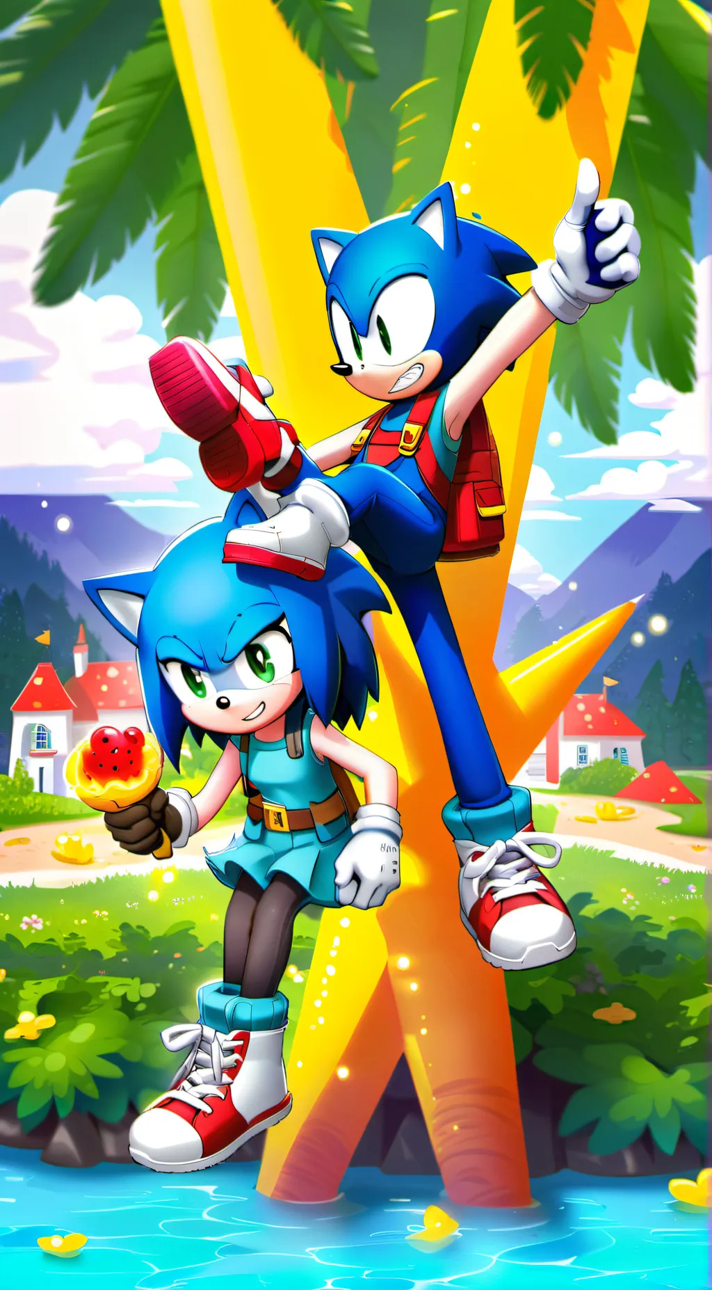 ai character: Sonic and his sis background