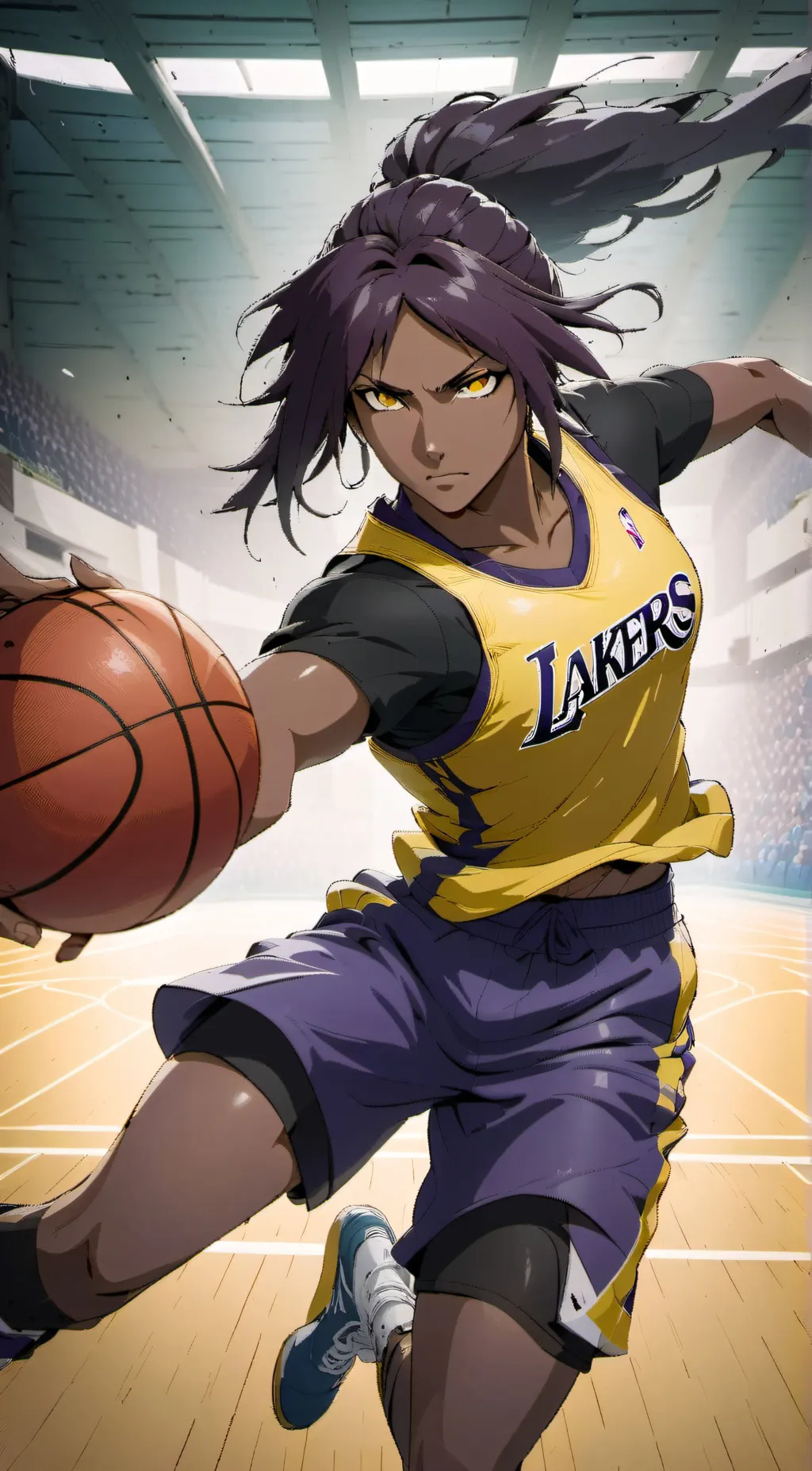 ai character: Lakers Yoruichi  background
