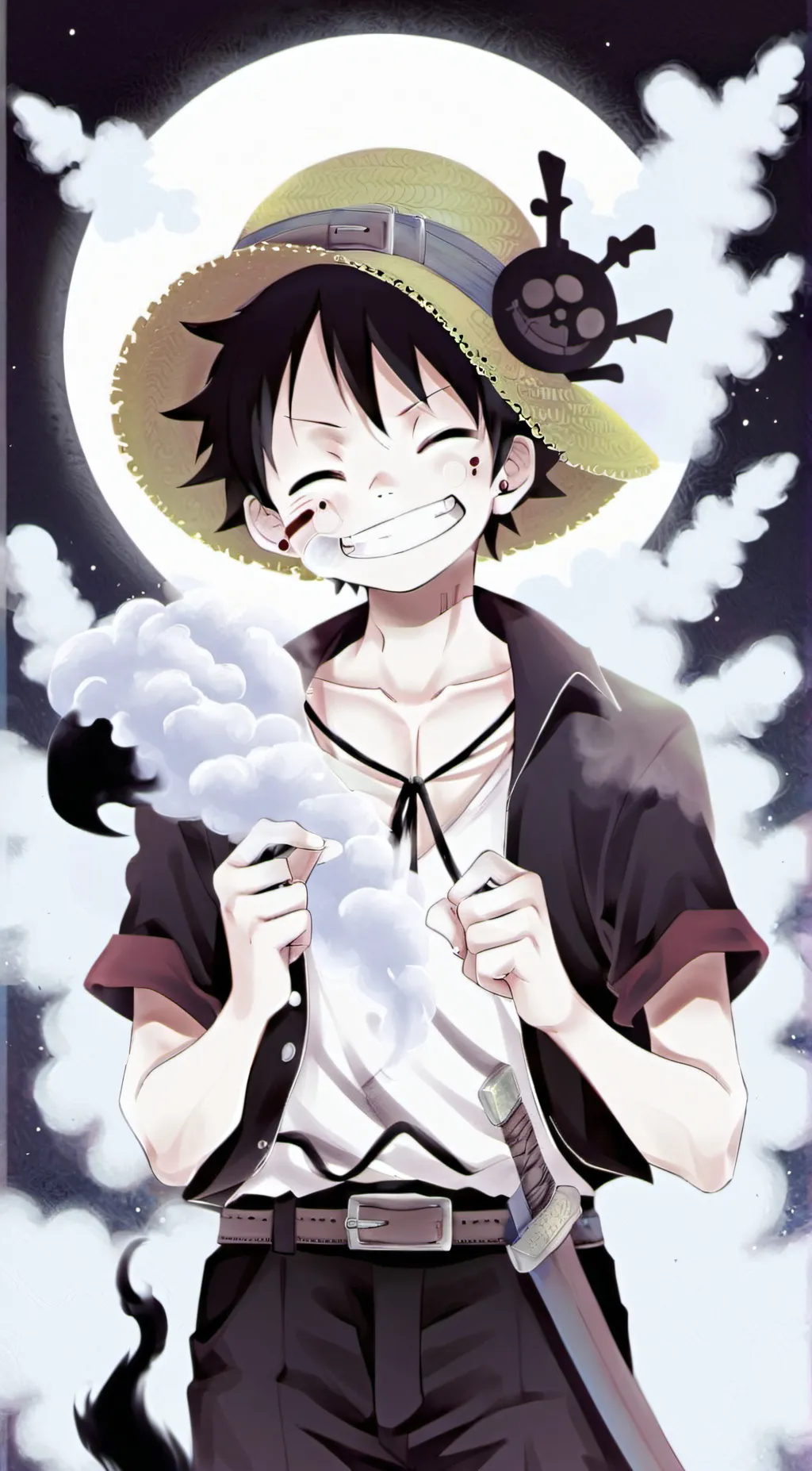 ai character: Monkey d luffy  background
