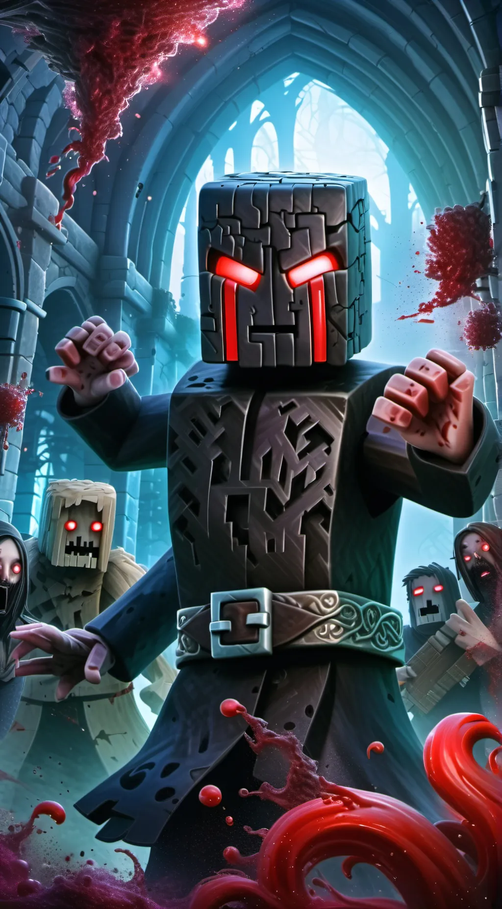 ai character: Minecraft H.E.B background