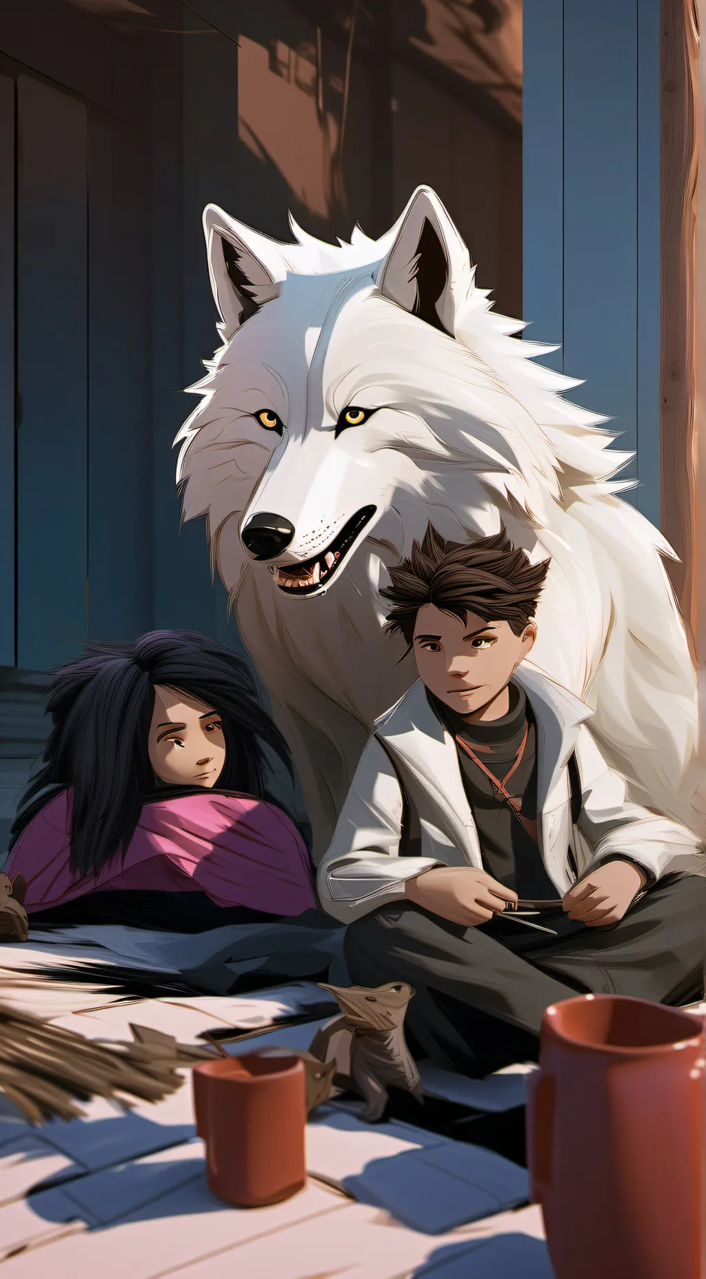 ai character: wolf bite  background