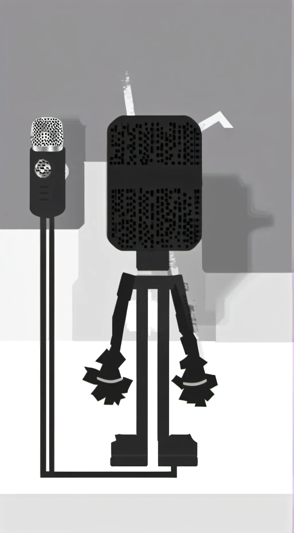 ai character: - microphone/mic - background