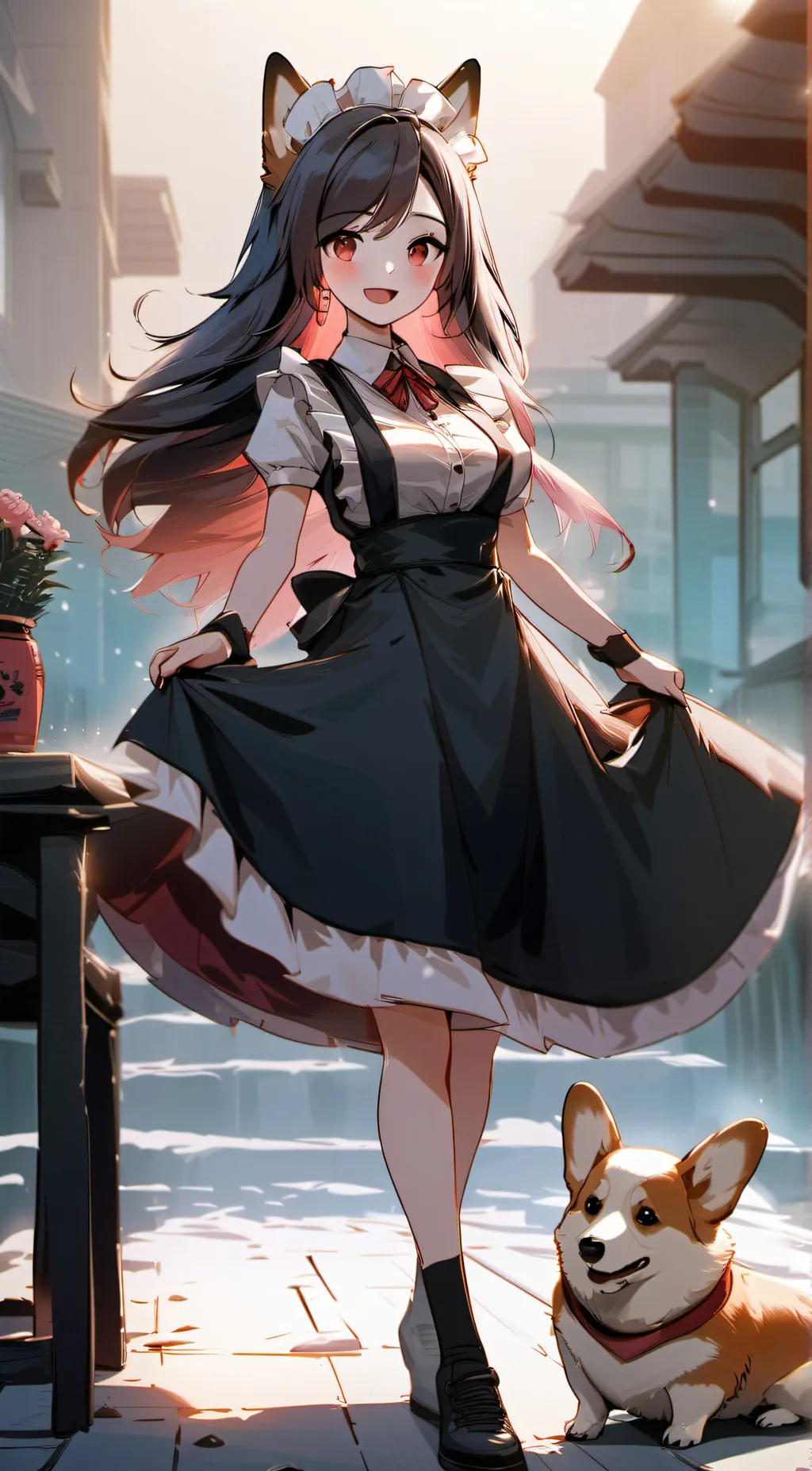ai character: corgi maid background