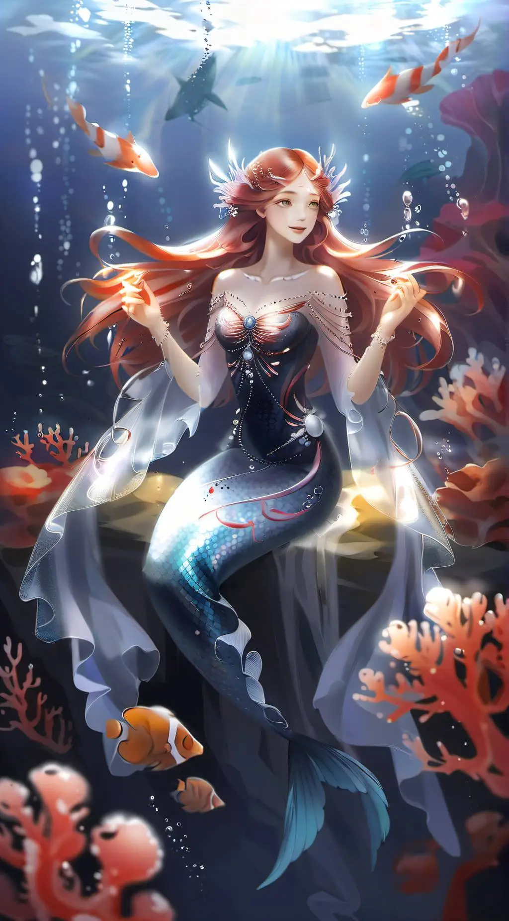 ai character: Lute(as a mermaid) background