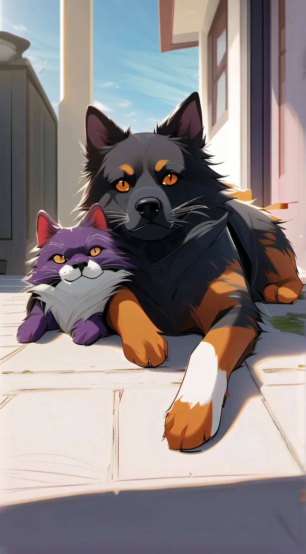 ai character: Catnap and dogday background