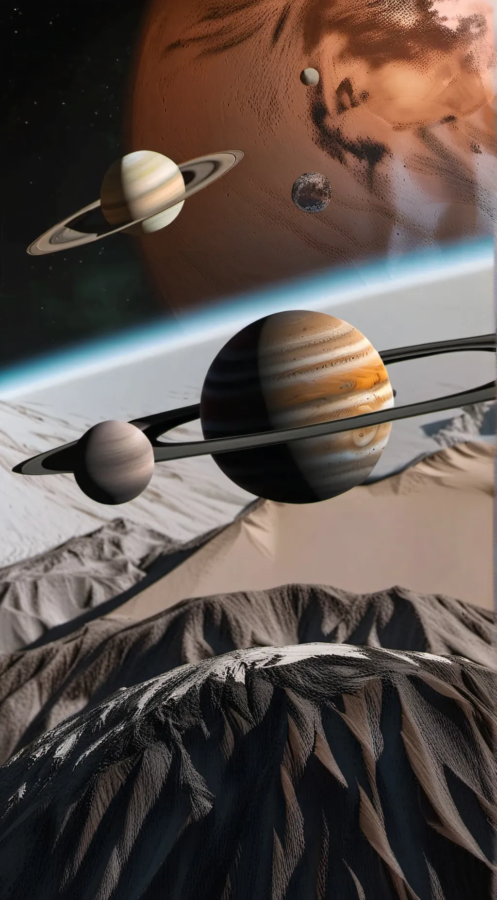 ai character: solar system background